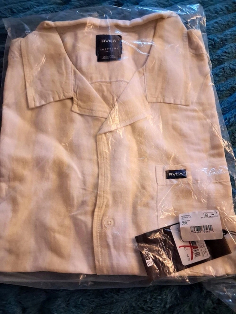 RVCA Love Stripe Button Up Shirt Striped Short Sleeve Shirt XXL NWT